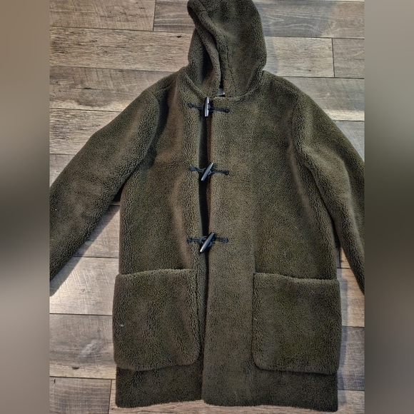 VINCE Hooded Sherpa Toggle Coat - Picture 4 of 10